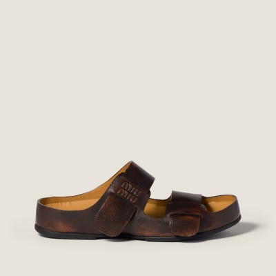 Miu Miu Bleached Leather Sandals Palisander MM261165