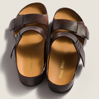 Miu Miu Bleached Leather Sandals Palisander MM261165