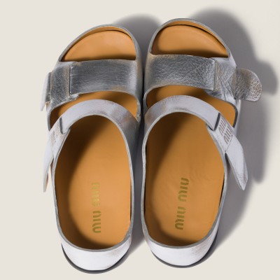 Miu Miu Bleached Leather Sandals Silver MM261166