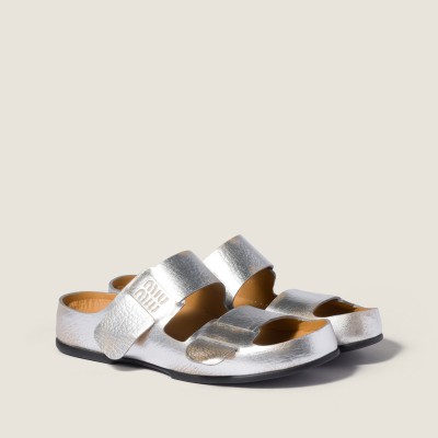 Miu Miu Bleached Leather Sandals Silver MM261166 Miu Miu Bleached Leather Sandals Silver MM261166