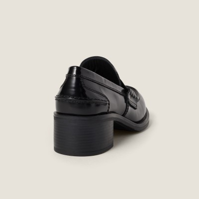 Miu Miu Brushed Leather Loafers Black MM261102
