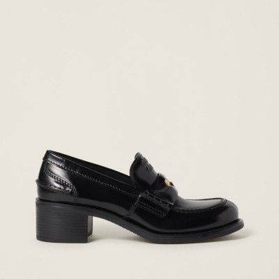 Miu Miu Brushed Leather Loafers Black MM261102