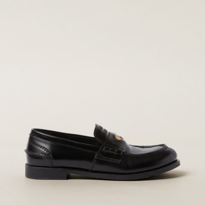 Miu Miu Brushed Leather Penny Loafers Black MM261095 Miu Miu Brushed Leather Penny Loafers Black MM261095