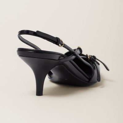 Miu Miu Brushed Leather Slingbacks With Buckles Black MM261222 Miu Miu Brushed Leather Slingbacks With Buckles Black MM261222