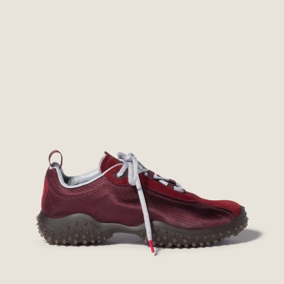 Miu Miu Bubble Technical Fabric And Suede Sneakers Burgundy MM261359