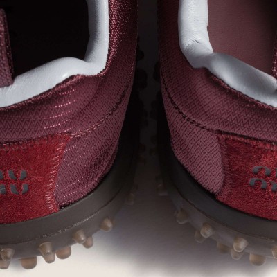Miu Miu Bubble Technical Fabric And Suede Sneakers Burgundy MM261359