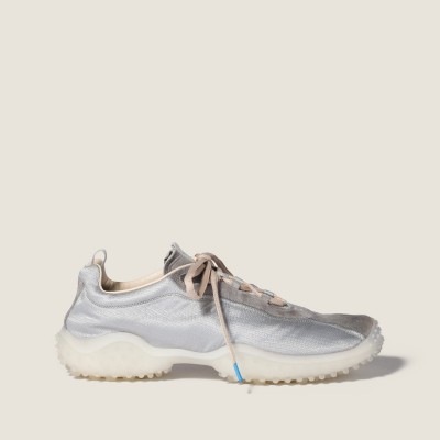 Miu Miu Bubble Technical Fabric And Suede Sneakers Cloudy Gray MM261361