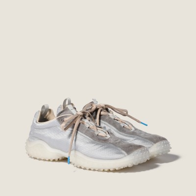 Miu Miu Bubble Technical Fabric And Suede Sneakers Cloudy Gray MM261361