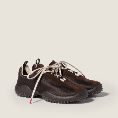Miu Miu Bubble Technical Fabric And Suede Sneakers Dark Brown MM261358 Miu Miu Bubble Technical Fabric And Suede Sneakers Dark Brown MM261358