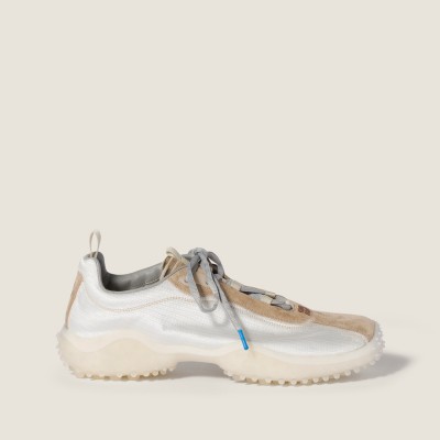 Miu Miu Bubble Technical Fabric And Suede Sneakers Ivory MM261360 Miu Miu Bubble Technical Fabric And Suede Sneakers Ivory MM261360