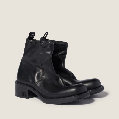 Miu Miu Calf Leather Booties Black MM261063 Miu Miu Calf Leather Booties Black MM261063