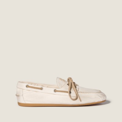 Miu Miu Canvas Deck Shoes Ecru MM261076 Miu Miu Canvas Deck Shoes Ecru MM261076