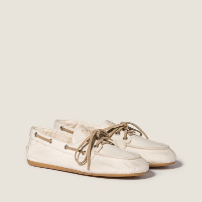 Miu Miu Canvas Deck Shoes Ecru MM261076 Miu Miu Canvas Deck Shoes Ecru MM261076