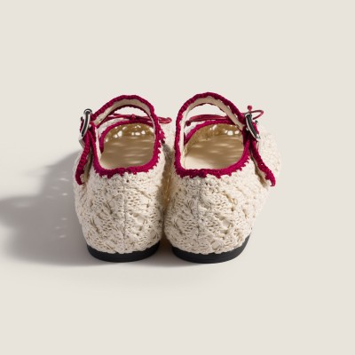 Miu Miu Crochet Ballerinas Ivory Raspberry MM261059
