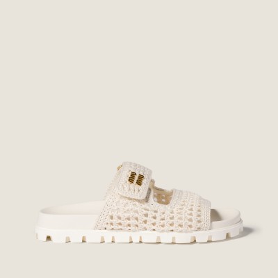 Miu Miu Crochet Sandals Ivory MM261199 Miu Miu Crochet Sandals Ivory MM261199