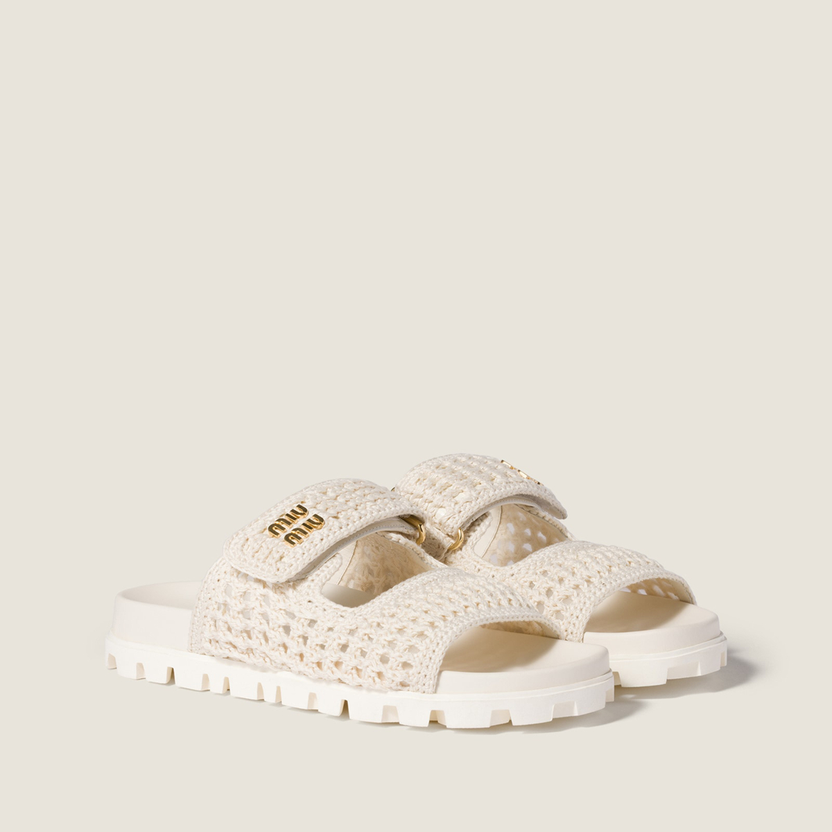 Miu Miu Crochet Sandals Ivory MM261199 Miu Miu Crochet Sandals Ivory MM261199