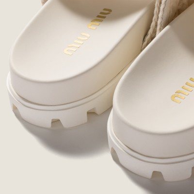 Miu Miu Crochet Sandals Ivory MM261199 Miu Miu Crochet Sandals Ivory MM261199