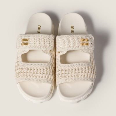 Miu Miu Crochet Sandals Ivory MM261199 Miu Miu Crochet Sandals Ivory MM261199