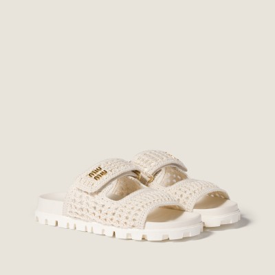 Miu Miu Crochet Sandals Ivory MM261199 Miu Miu Crochet Sandals Ivory MM261199