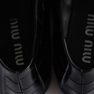 Miu Miu Croco-Print Leather Ballerinas Black MM261276