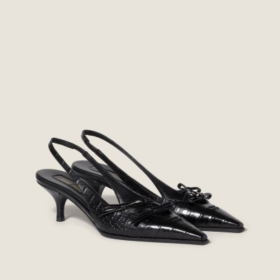 Miu Miu Crocodile Embossed Calfskin Slingback Pumps Black MM261348 Miu Miu Crocodile Embossed Calfskin Slingback Pumps Black MM261348