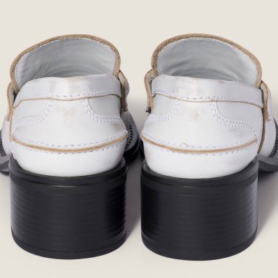 Miu Miu Deco Calf Leather Loafers White MM261316 Miu Miu Deco Calf Leather Loafers White MM261316