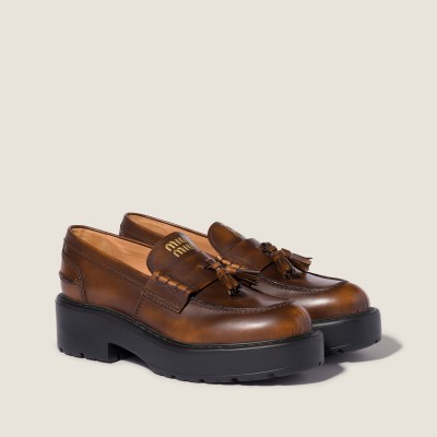 Miu Miu Deco' Leather Loafers Sienna MM261322 Miu Miu Deco' Leather Loafers Sienna MM261322