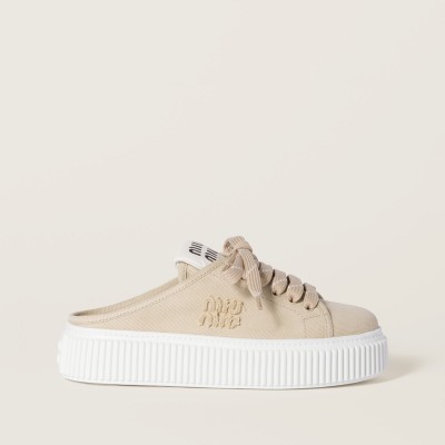 Miu Miu Denim Sneaker Mules Beige MM261114