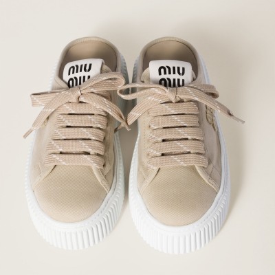 Miu Miu Denim Sneaker Mules Beige MM261114