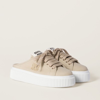 Miu Miu Denim Sneaker Mules Beige MM261114 Miu Miu Denim Sneaker Mules Beige MM261114