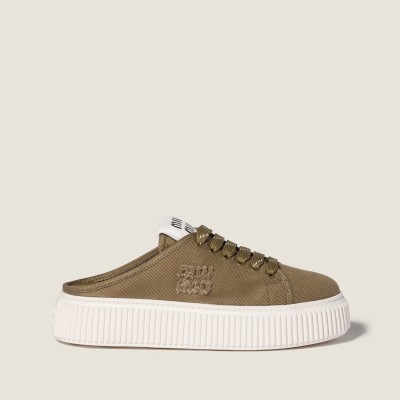 Miu Miu Denim Sneaker Mules Selva Green MM261115 Miu Miu Denim Sneaker Mules Selva Green MM261115