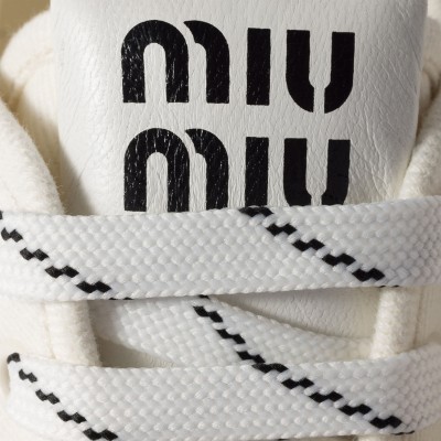Miu Miu Denim Sneakers With Logo Ivory MM261250 Miu Miu Denim Sneakers With Logo Ivory MM261250