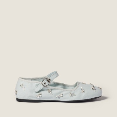 Miu Miu Embroidered Drill Ballerinas Powder Blue MM261057
