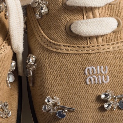 Miu Miu Embroidered Drill Sneakers Malt Beige MM261263 Miu Miu Embroidered Drill Sneakers Malt Beige MM261263