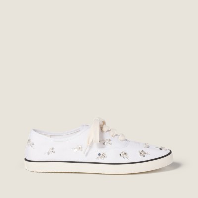Miu Miu Embroidered Drill Sneakers White MM261264 Miu Miu Embroidered Drill Sneakers White MM261264