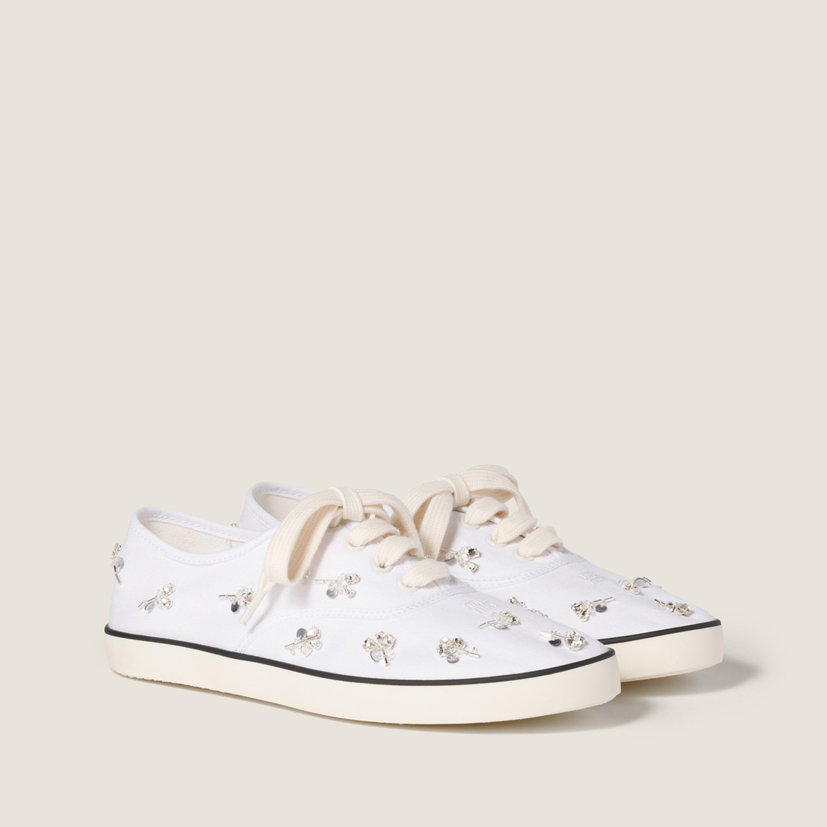 Miu Miu Embroidered Drill Sneakers White MM261264 Miu Miu Embroidered Drill Sneakers White MM261264