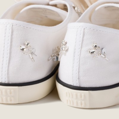 Miu Miu Embroidered Drill Sneakers White MM261264 Miu Miu Embroidered Drill Sneakers White MM261264