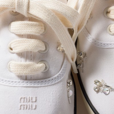 Miu Miu Embroidered Drill Sneakers White MM261264 Miu Miu Embroidered Drill Sneakers White MM261264