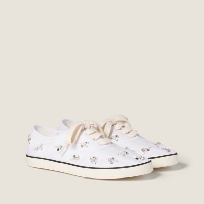Miu Miu Embroidered Drill Sneakers White MM261264 Miu Miu Embroidered Drill Sneakers White MM261264