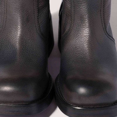 Miu Miu Embroidered Leather Boots Anthracite Gray MM261306