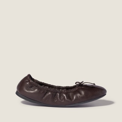 Miu Miu Foldable Leather Ballerinas Dark Brown MM261283 Miu Miu Foldable Leather Ballerinas Dark Brown MM261283