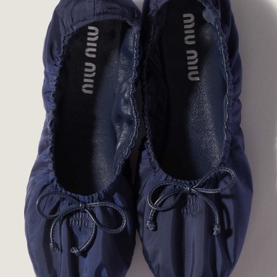 Miu Miu Foldable Technical Fabric Ballerinas Cobalt Blue MM261281