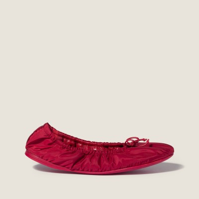 Miu Miu Foldable Technical Fabric Ballerinas Ruby Red MM261280 Miu Miu Foldable Technical Fabric Ballerinas Ruby Red MM261280