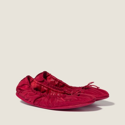 Miu Miu Foldable Technical Fabric Ballerinas Ruby Red MM261280 Miu Miu Foldable Technical Fabric Ballerinas Ruby Red MM261280