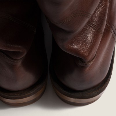Miu Miu Foule Leather Booties Coffee MM261066