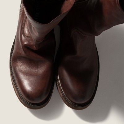 Miu Miu Foule Leather Booties Coffee MM261066