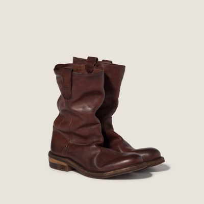 Miu Miu Foule Leather Booties Coffee MM261066 Miu Miu Foule Leather Booties Coffee MM261066