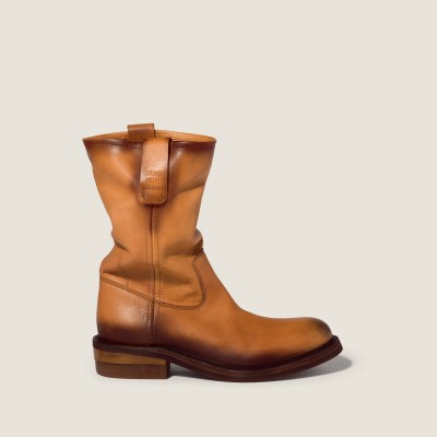 Miu Miu Foule Leather Booties Light Tan MM261067