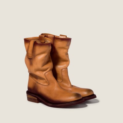 Miu Miu Foule Leather Booties Light Tan MM261067 Miu Miu Foule Leather Booties Light Tan MM261067