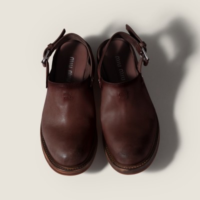 Miu Miu Foule Leather Mules Coffee MM261123